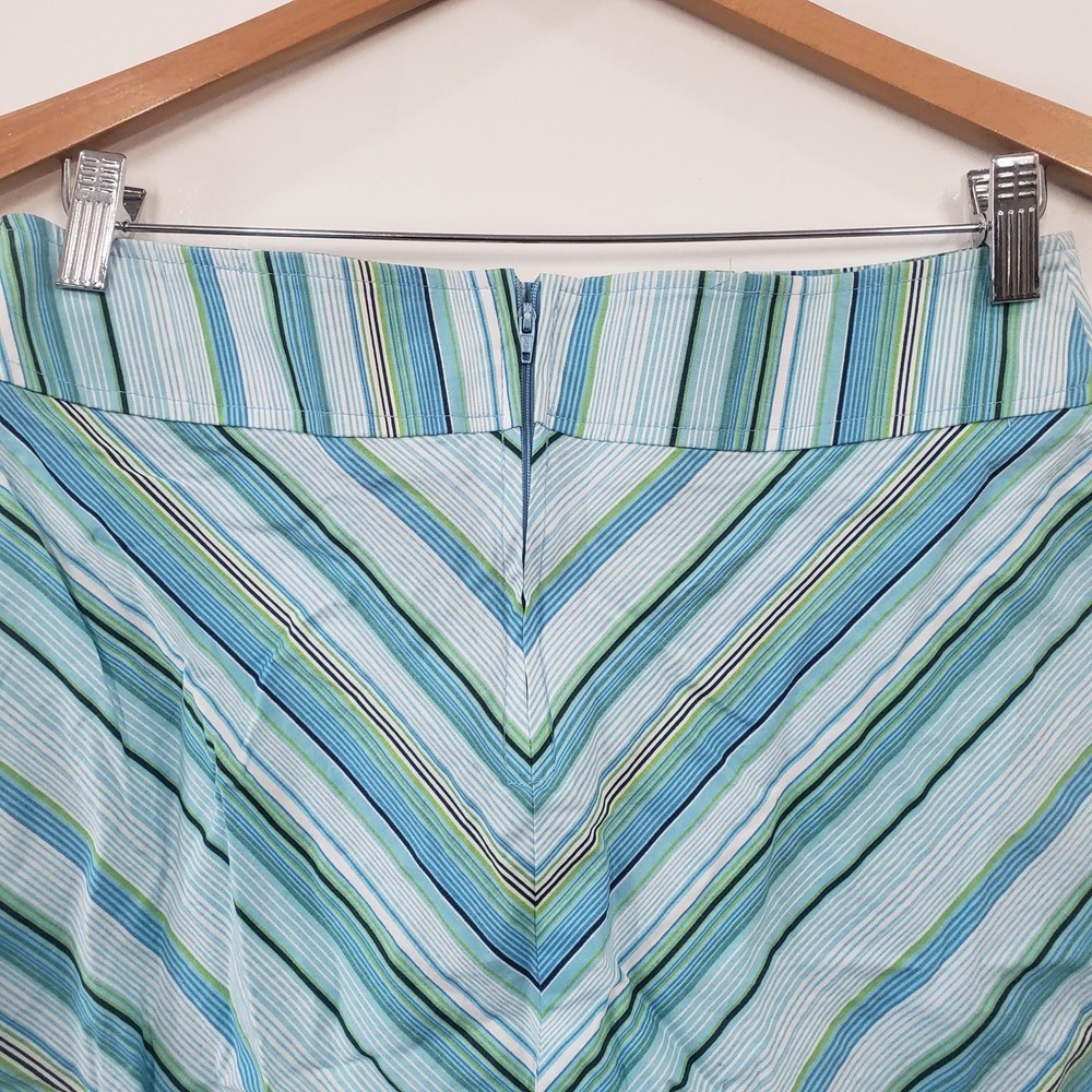 RAG Striped A Line Skirt Size 5 Blue Y2K Chevron Cotton Blend Made in USA Preppy - Picture 3 of 7